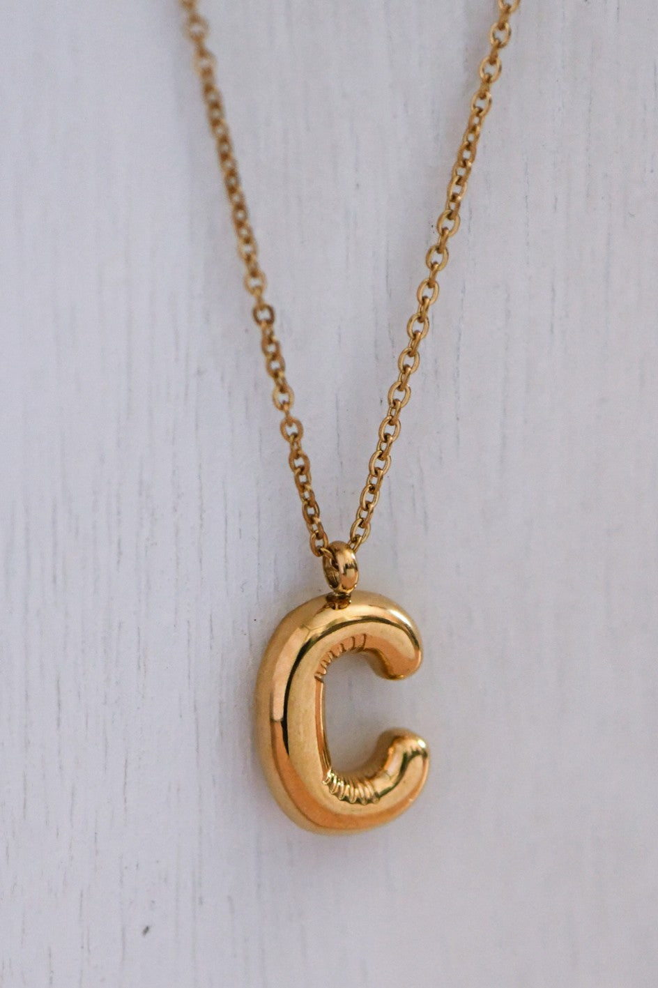 Gold Bubble Letter Necklace