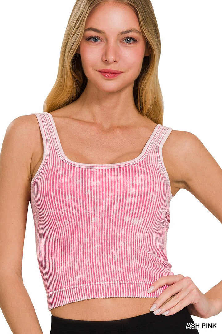 Stone Washed Ribbed Seamless With Bra Pads