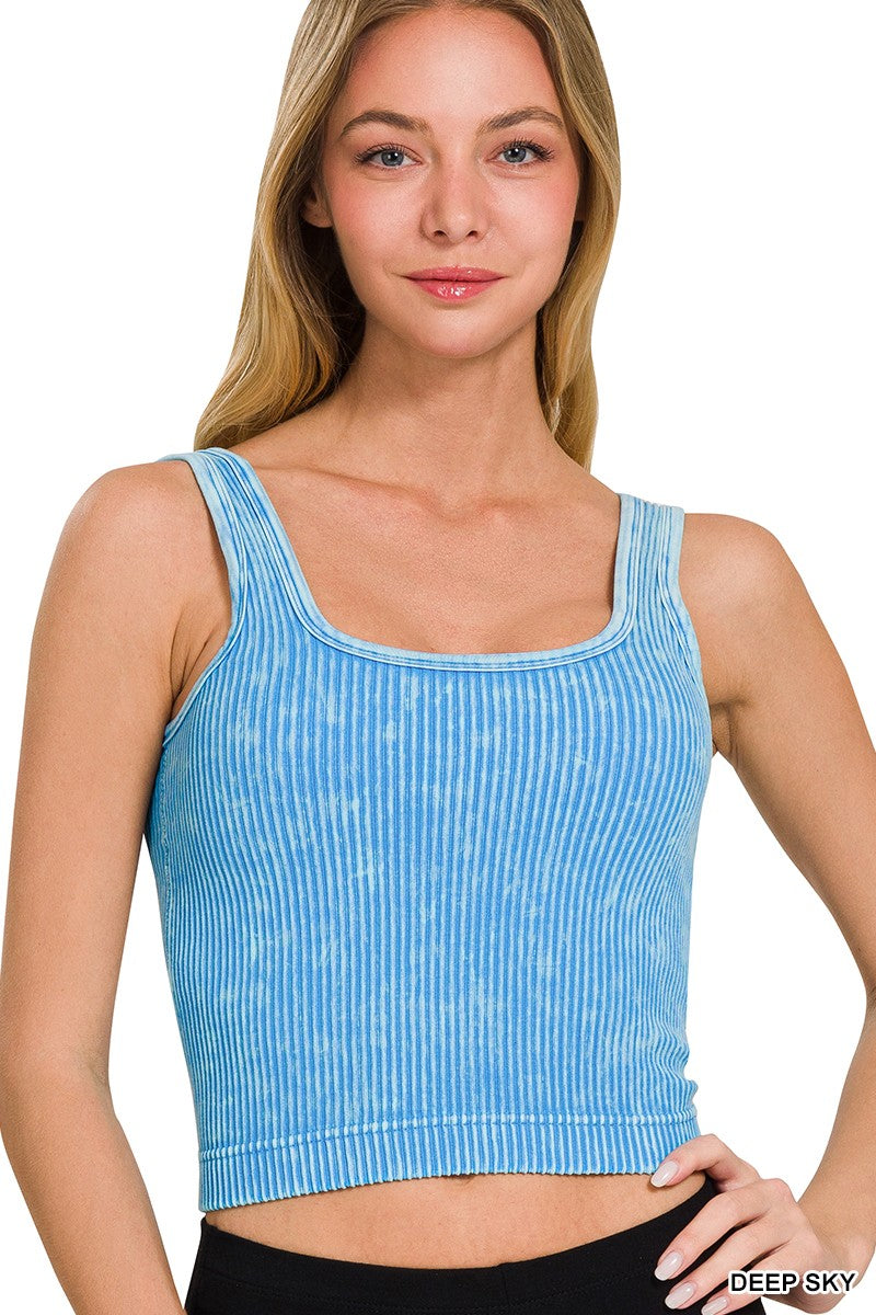 Stone Washed Ribbed Seamless With Bra Pads