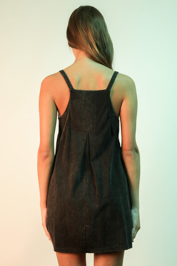 Mineral Washed Knit Mini Dress With Shorts Inside