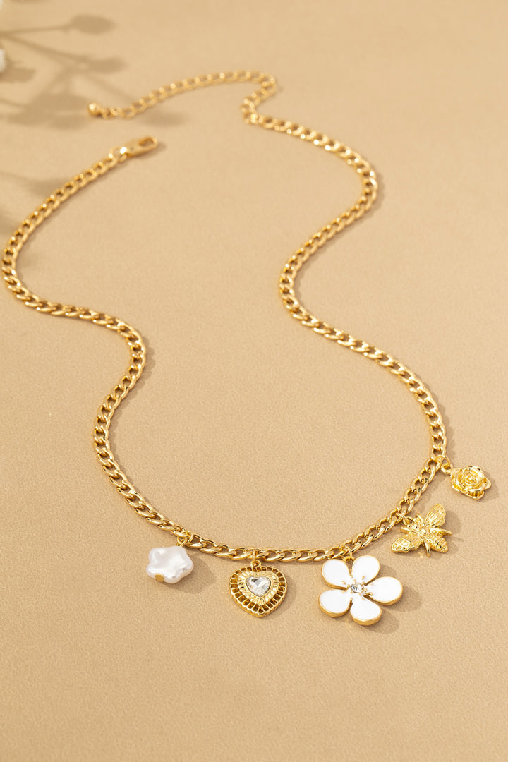 Multiple Charm Curb Chain Necklace