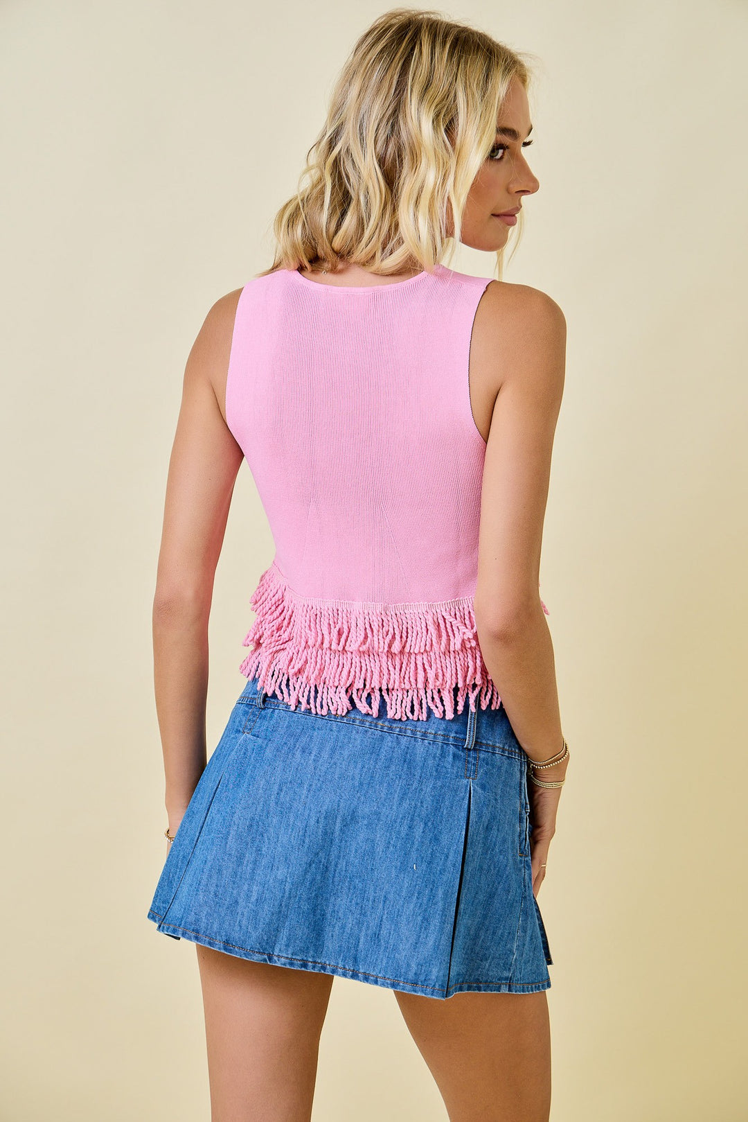 Cotton Candy Fringe Knit Crop Top