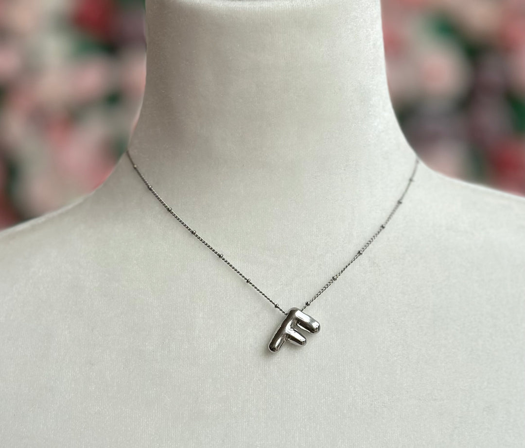 Silver Bubble Initial Necklace