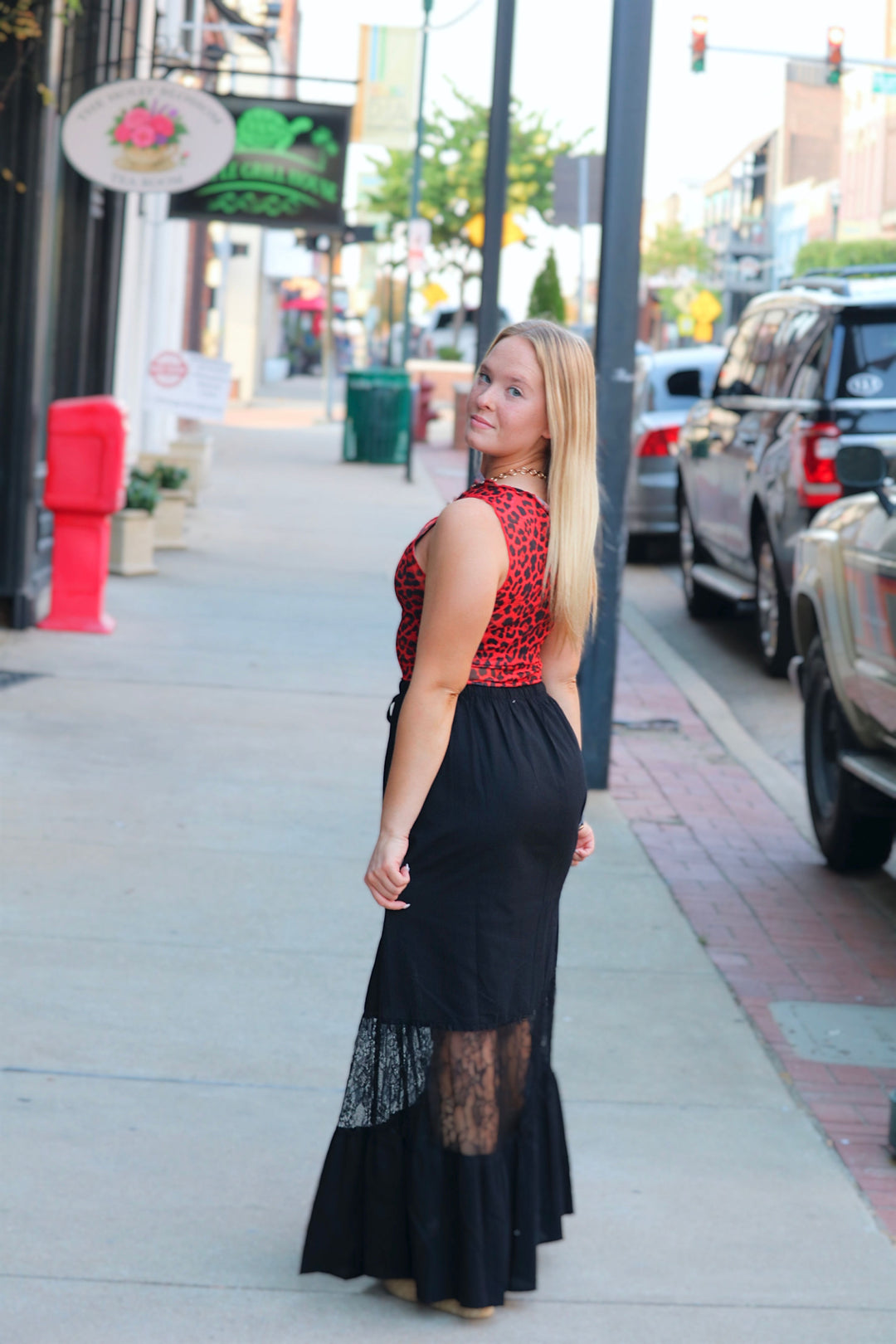 Sheer Paneled Maxi Skirt