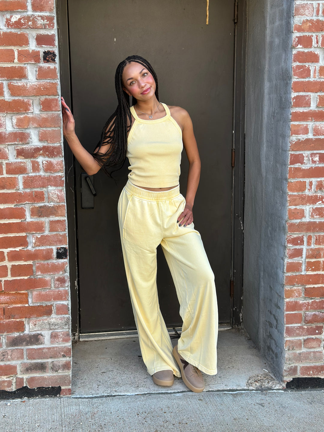 Chic Rib Tank & Terry Wide Pant Set