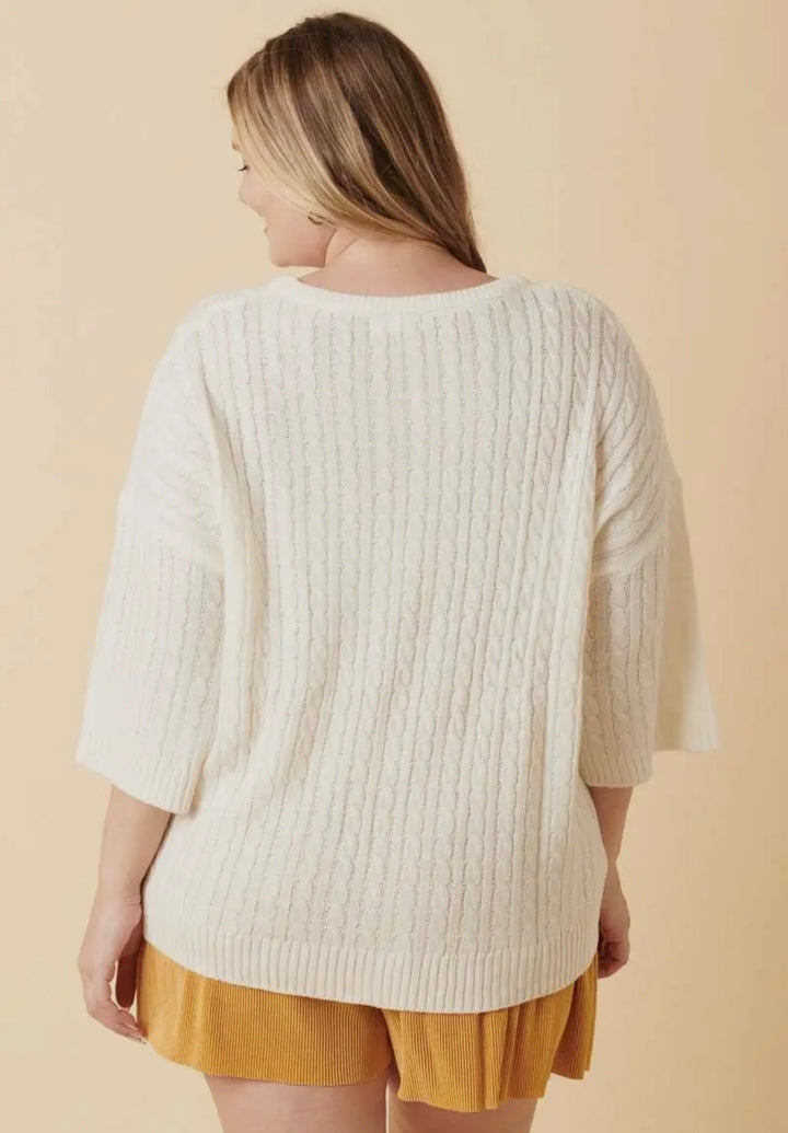 CABLE Knit 2 Pocket Detail Sweater