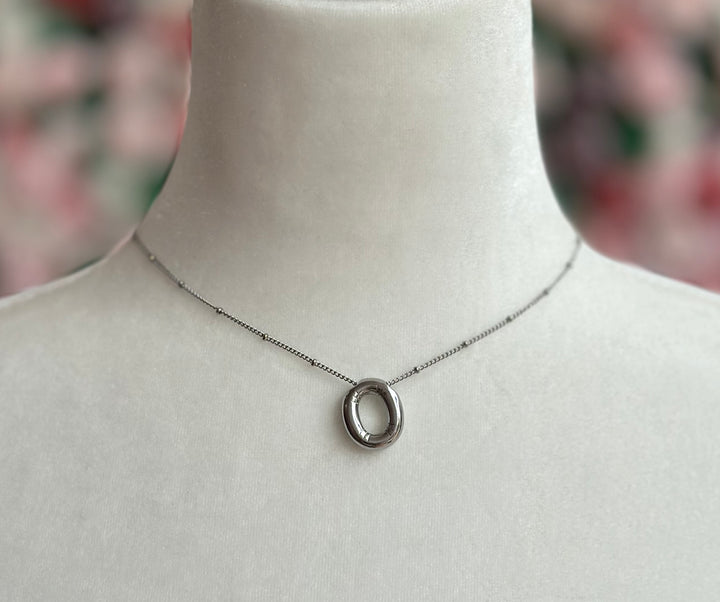 Silver Bubble Initial Necklace