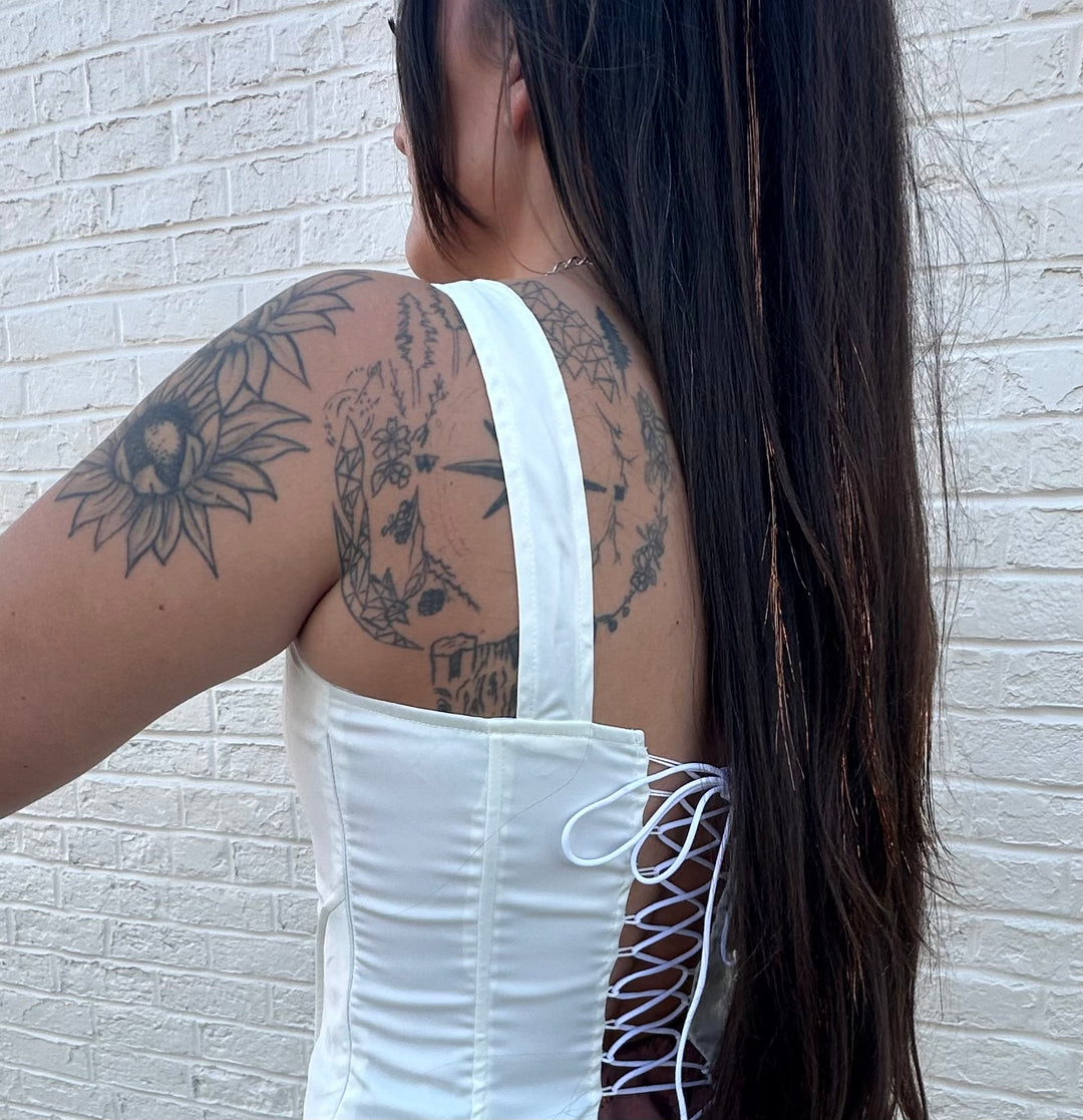 Lace-Up Back Corset Top