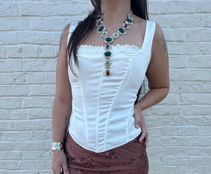 Lace-Up Back Corset Top