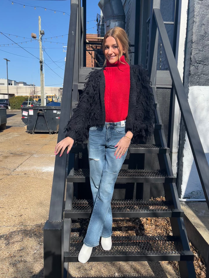 Fringe Detail Sweater Cardigan