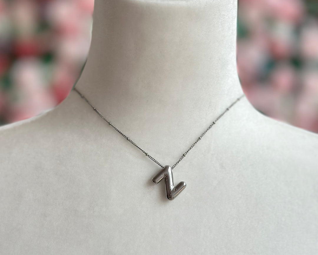 Silver Bubble Initial Necklace