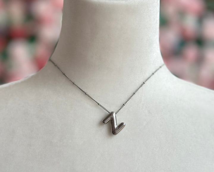 Silver Bubble Initial Necklace