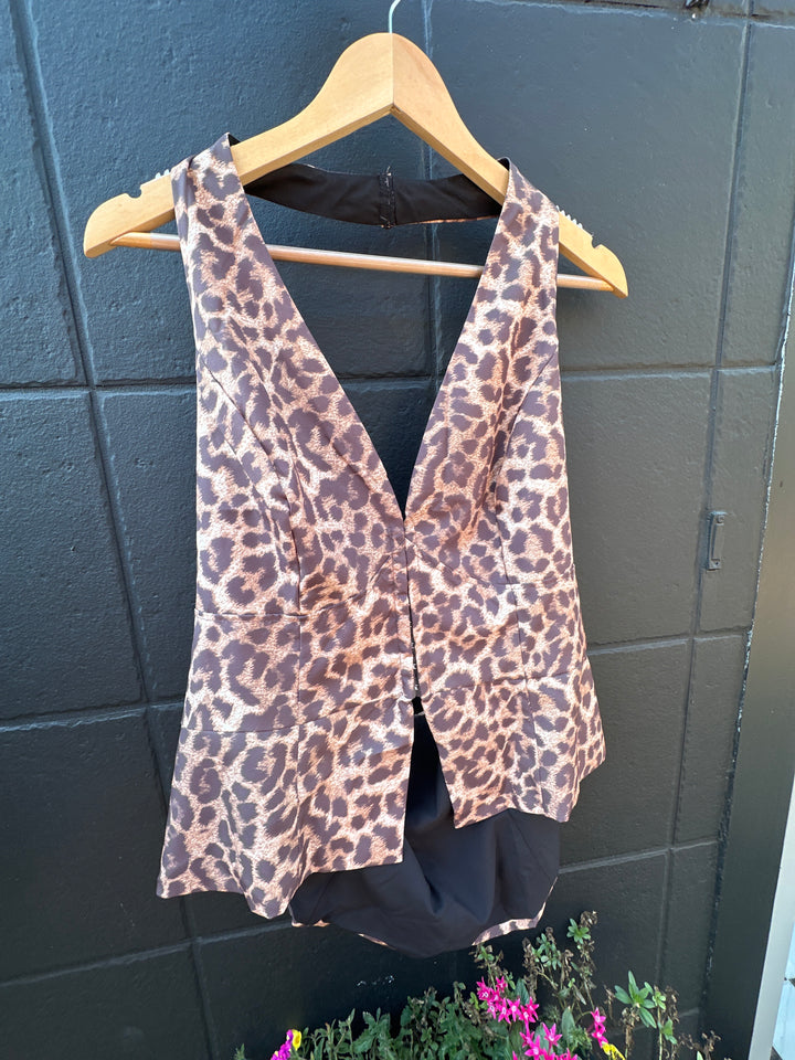 Plus Size cheetah halter corset top