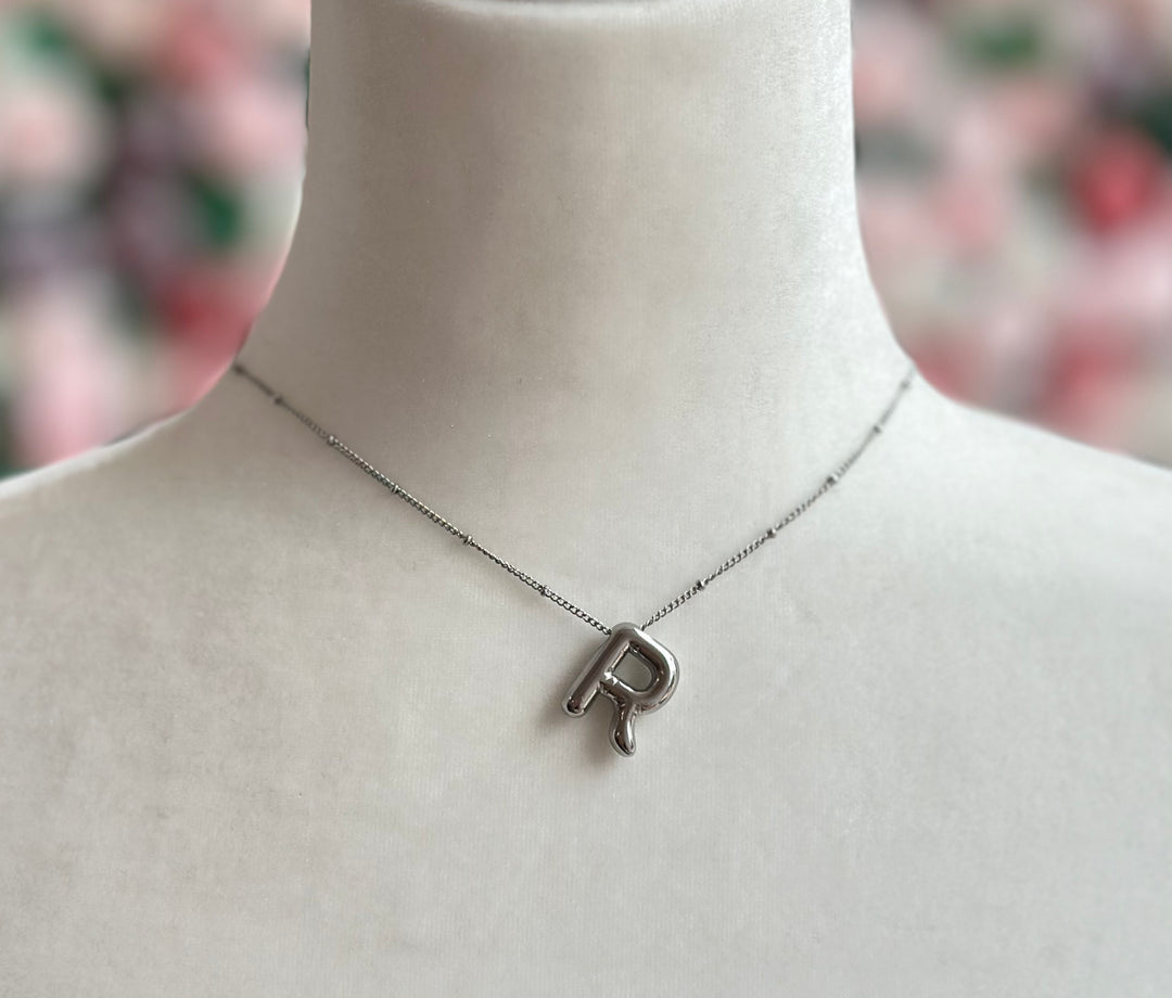 Silver Bubble Initial Necklace