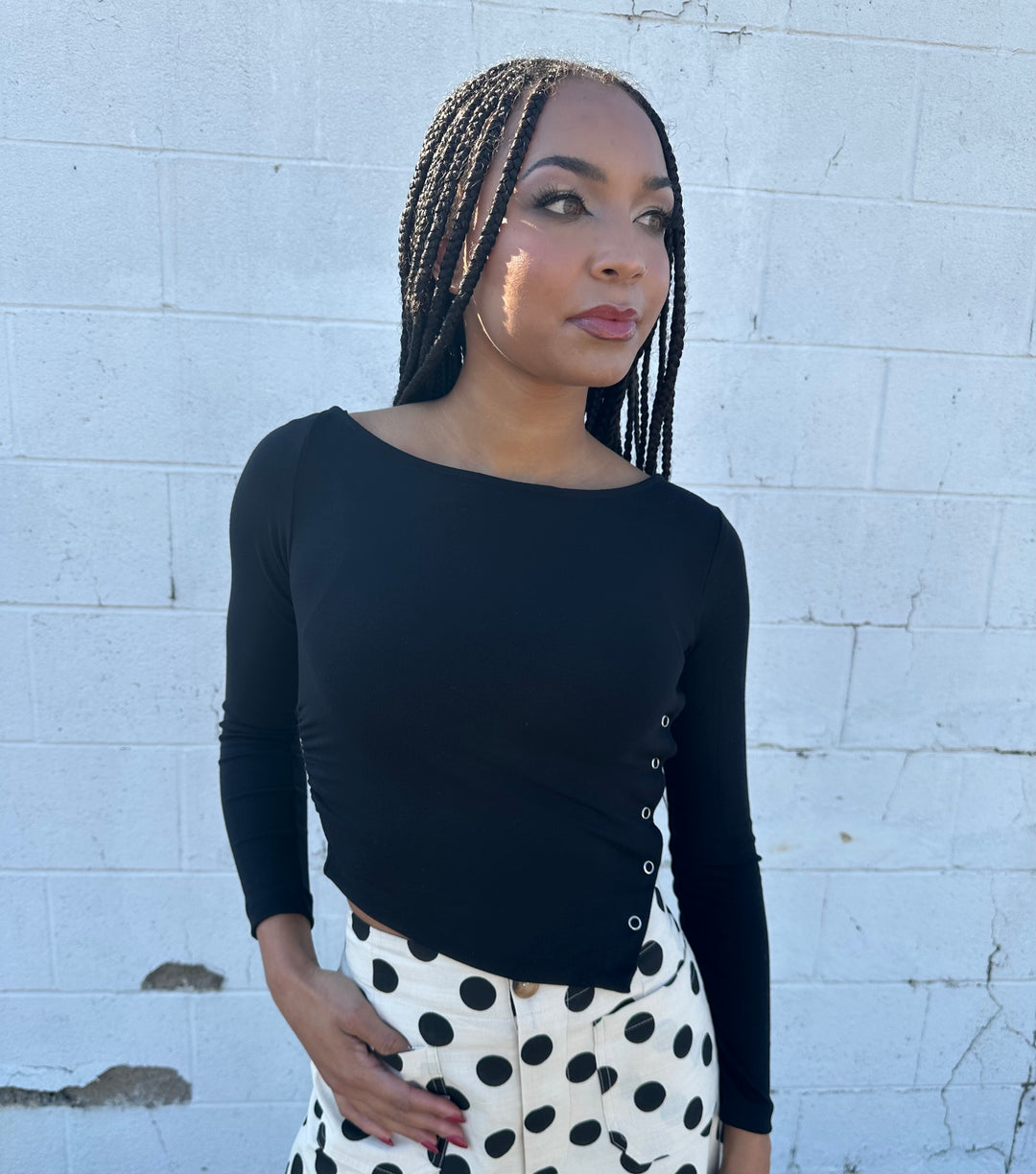 Asymmetrical knit crop top