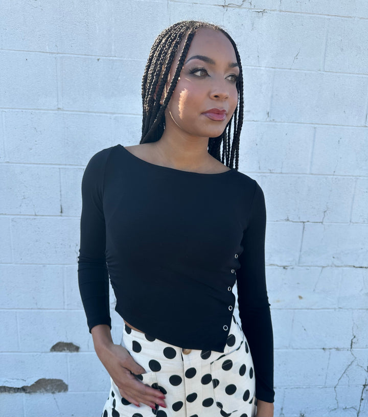 Asymmetrical knit crop top