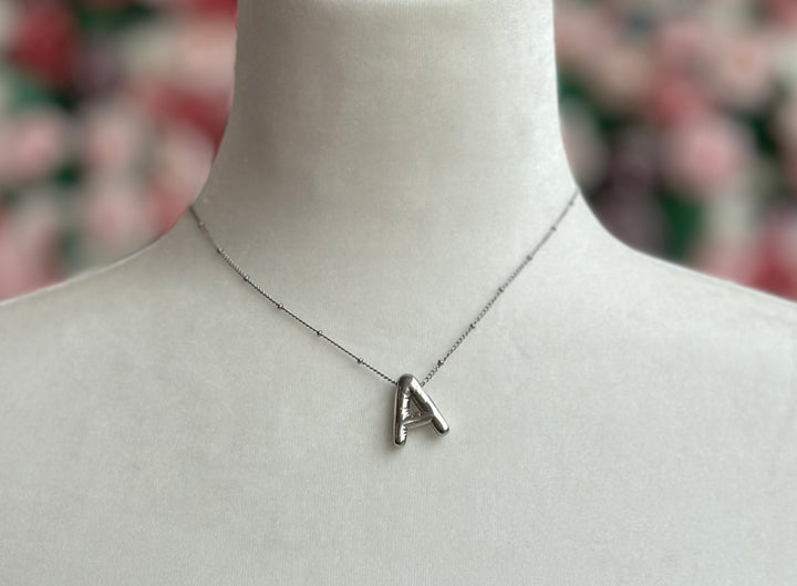 Silver Bubble Initial Necklace