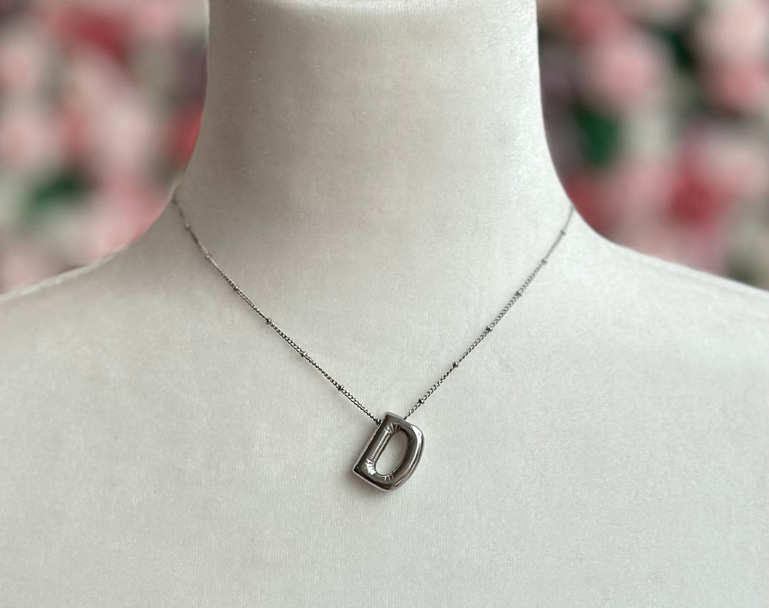 Silver Bubble Initial Necklace