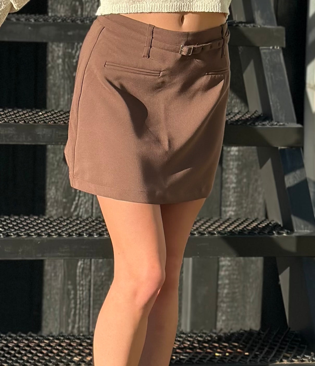 Belted mini skirt