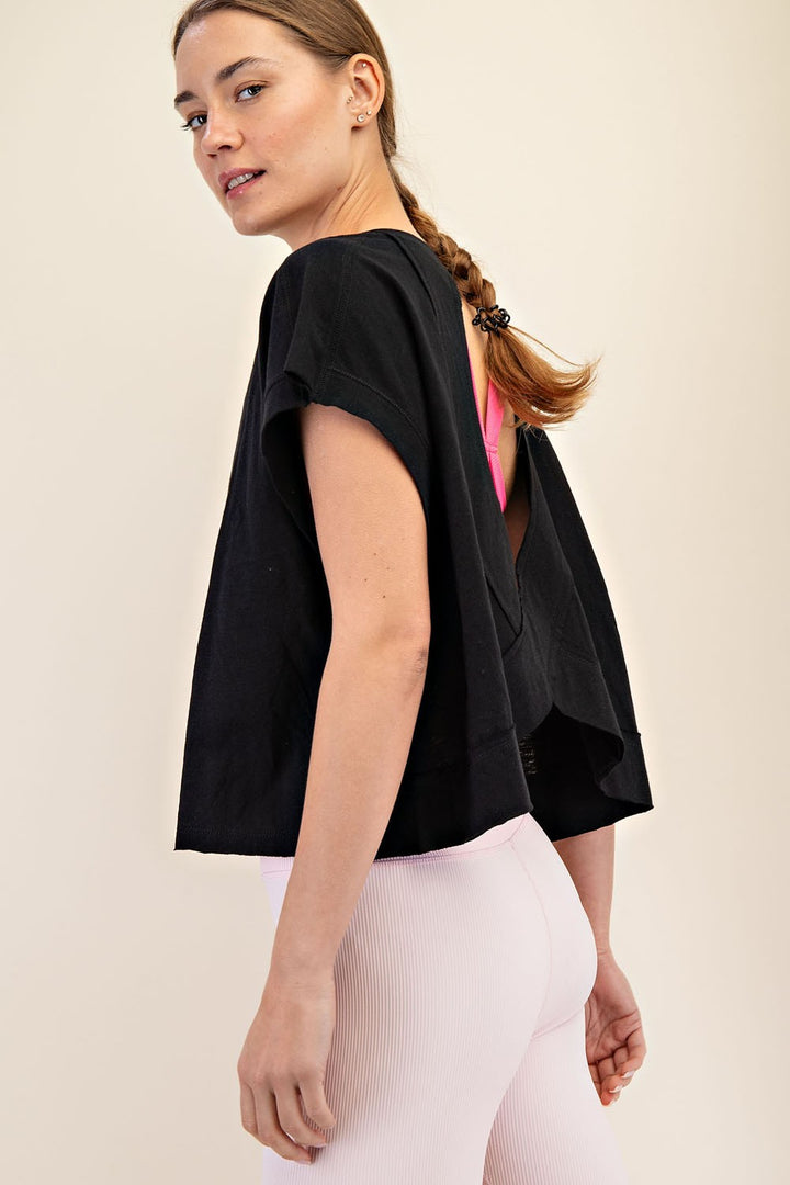 Cotton Slub Open Back Top