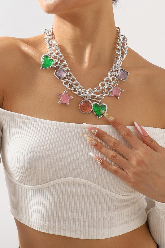Urban Chain Resin Charms Necklace