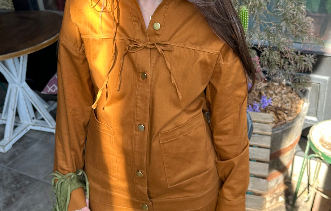 Rust color twill oversized coat