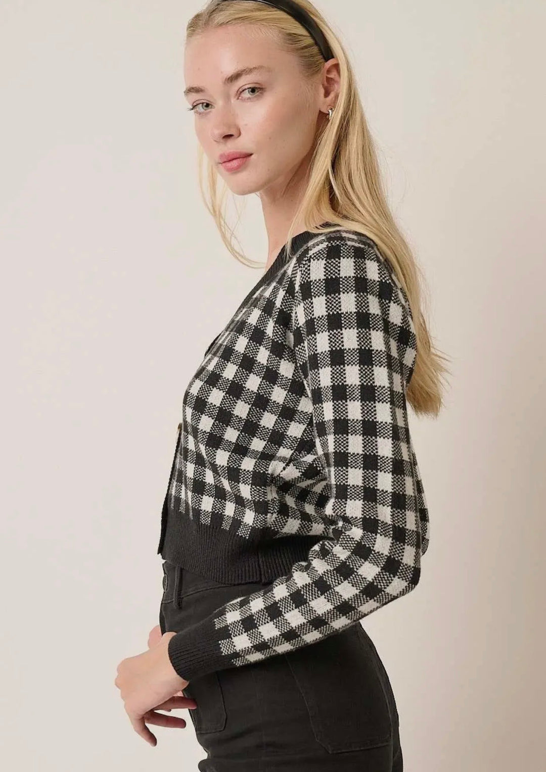 Checked Button Up Cardigan