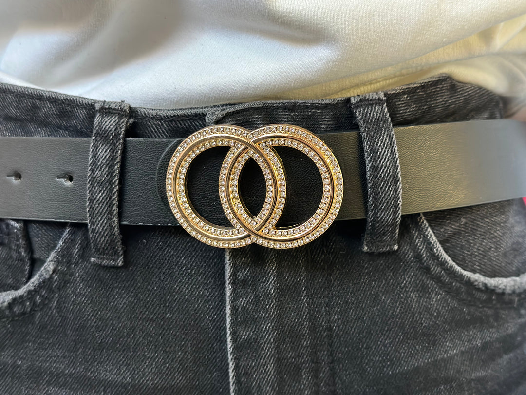Rhinestone Infinity Buckle Belt