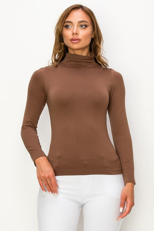 Bare Essentials Seamless Mock Neck Long Sleeve Top