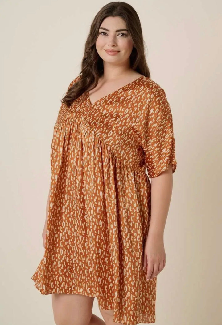 Plus Animal Print Babydoll Dress