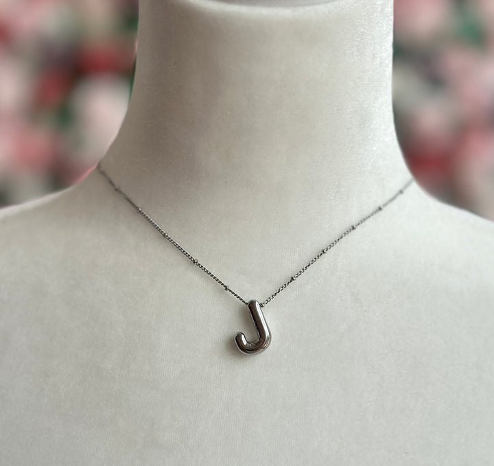 Silver Bubble Initial Necklace