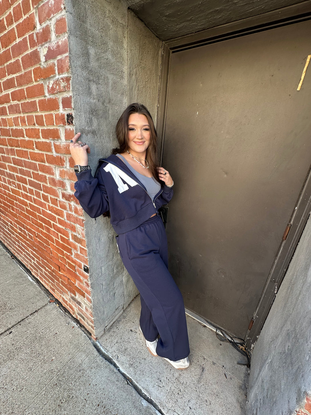 NY Zip Up Hoodie and Straight Pants Set