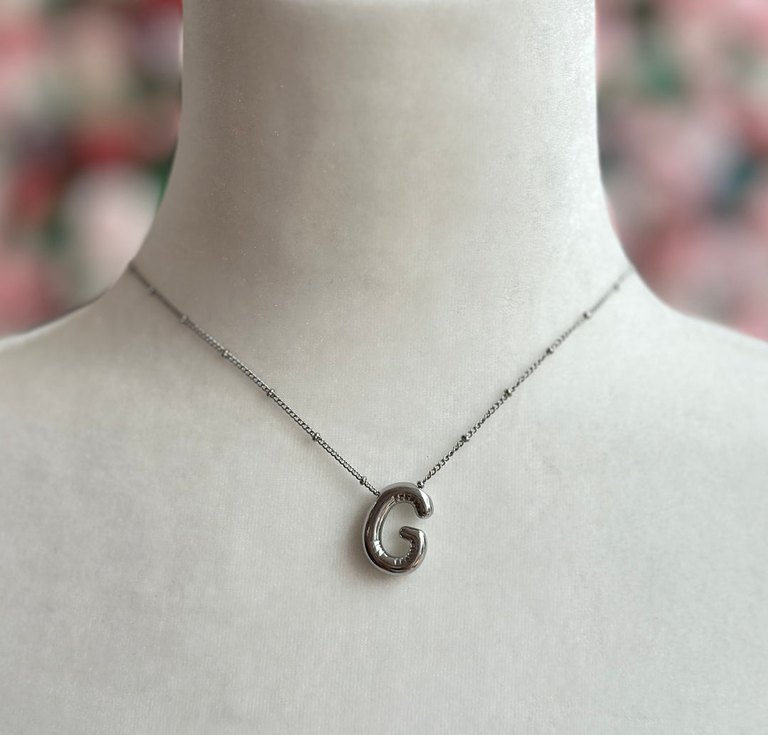 Silver Bubble Initial Necklace
