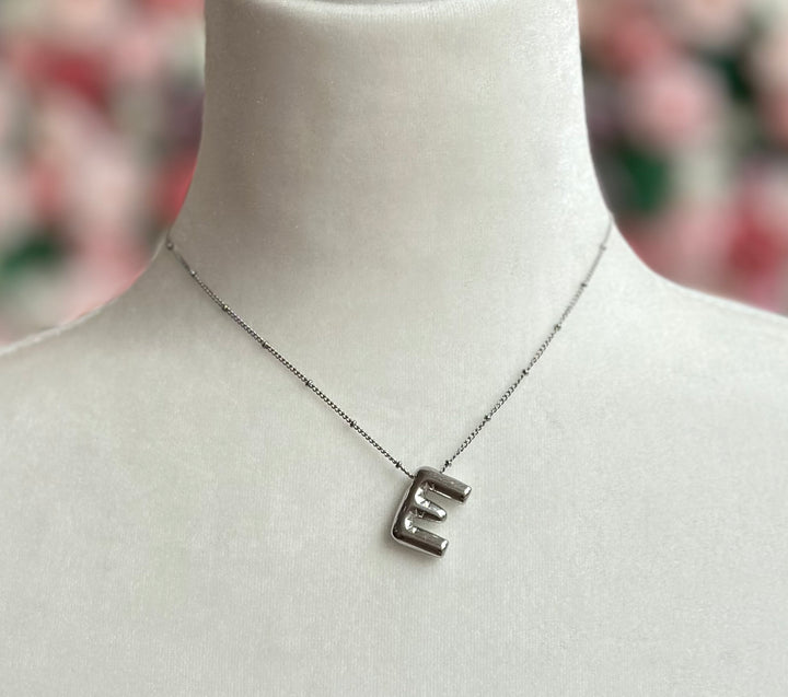 Silver Bubble Initial Necklace