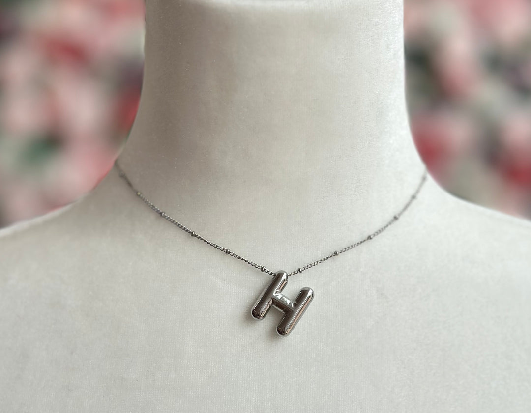 Silver Bubble Initial Necklace