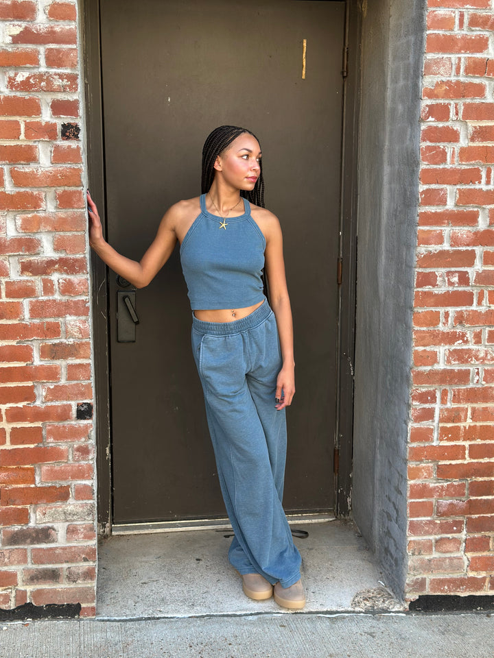 Chic Rib Tank & Terry Wide Pant Set