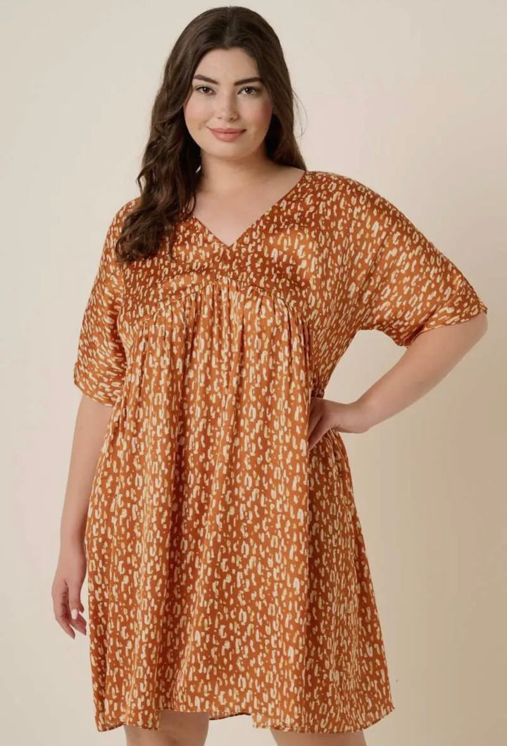 Plus Animal Print Babydoll Dress