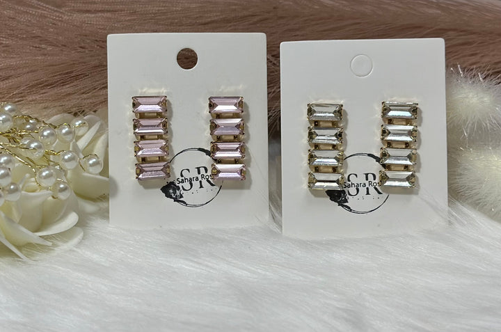 Strip of rhinestones dangle earrings
