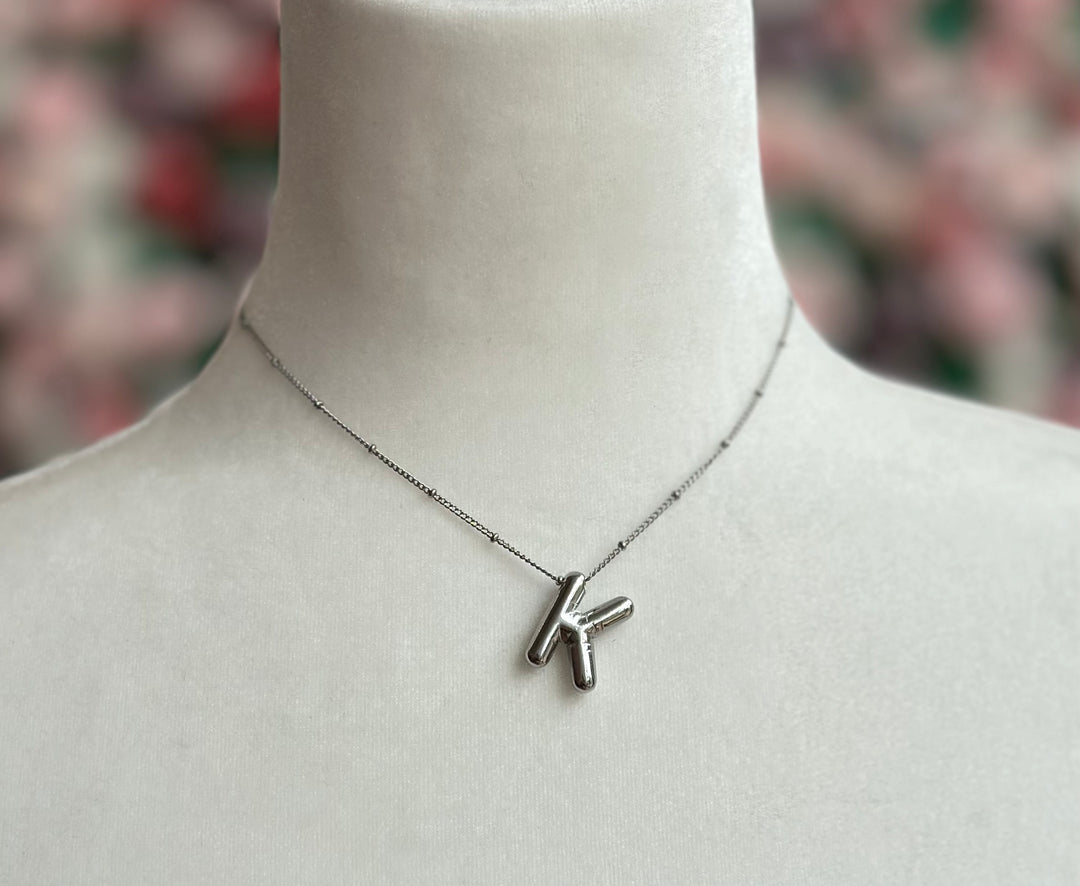 Silver Bubble Initial Necklace