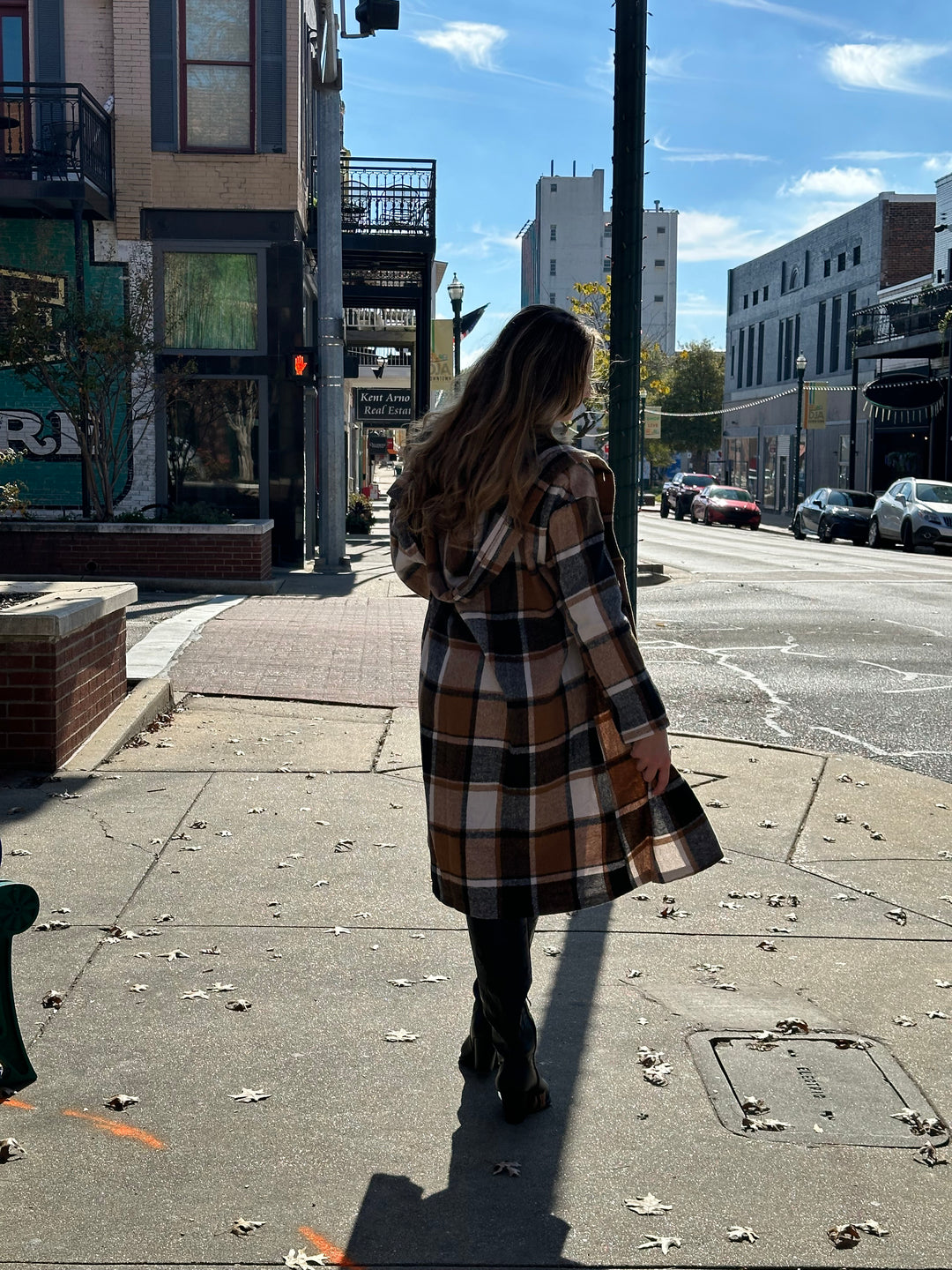 Button Hood Plaid Flannel Trench Corduroy Coat