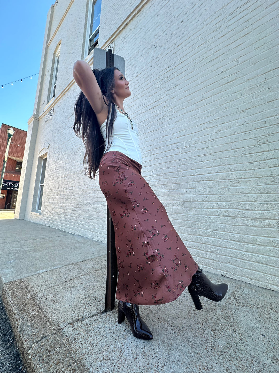 Floral Brown Maxi Skirt