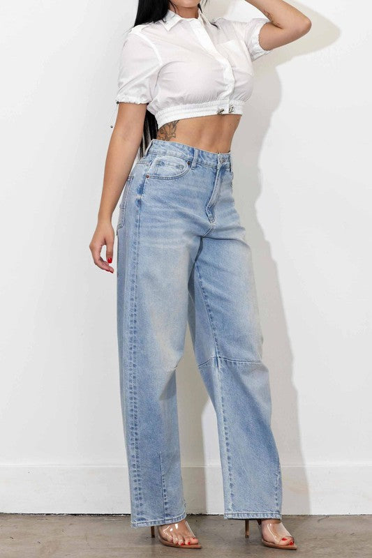 Light Stone Barrel Baggy Jeans