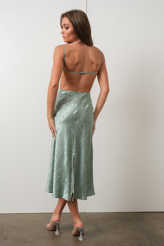 Jacquard Satin Midi Dress