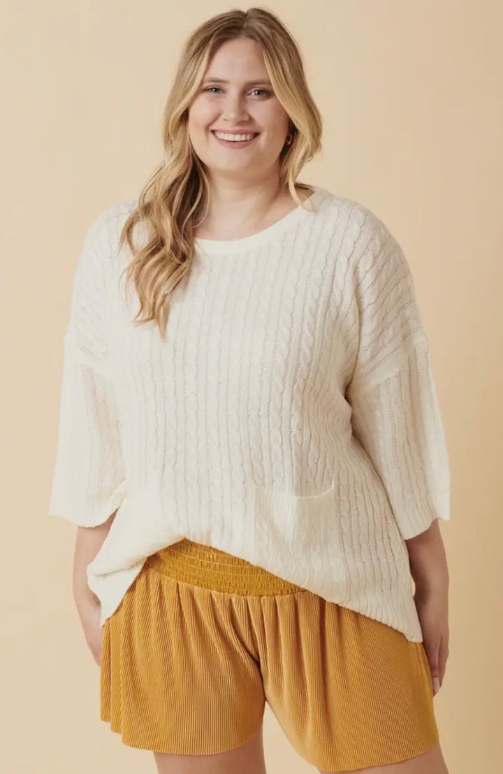 CABLE Knit 2 Pocket Detail Sweater