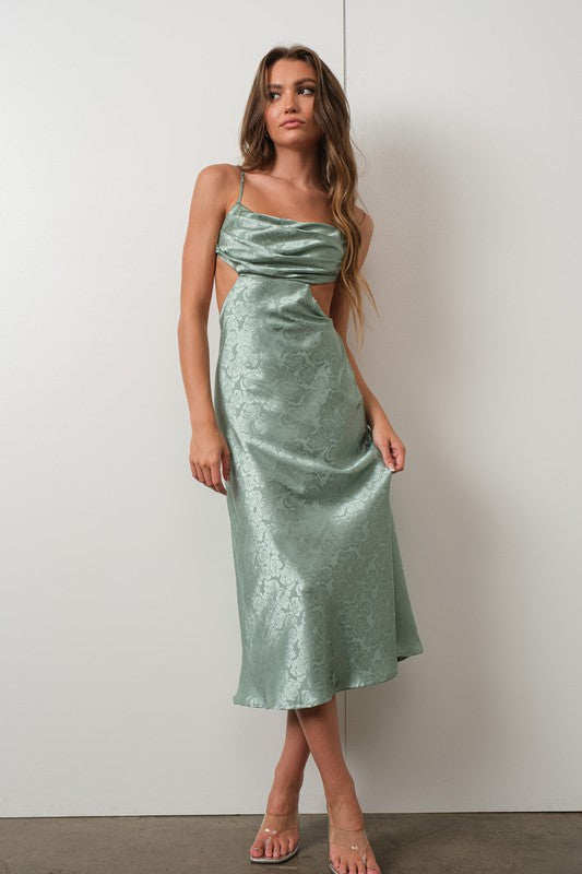 Jacquard Satin Midi Dress