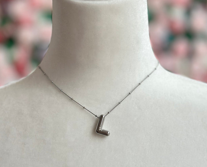 Silver Bubble Initial Necklace