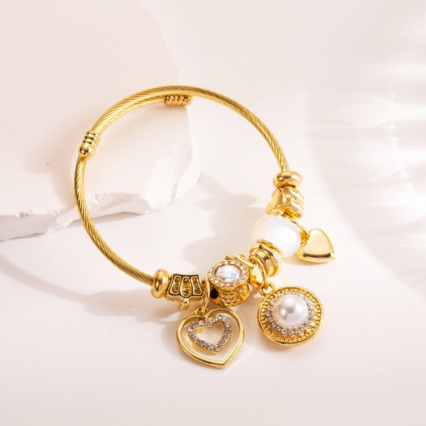 Heart Rhinestone Bracelet-Titanium Steel