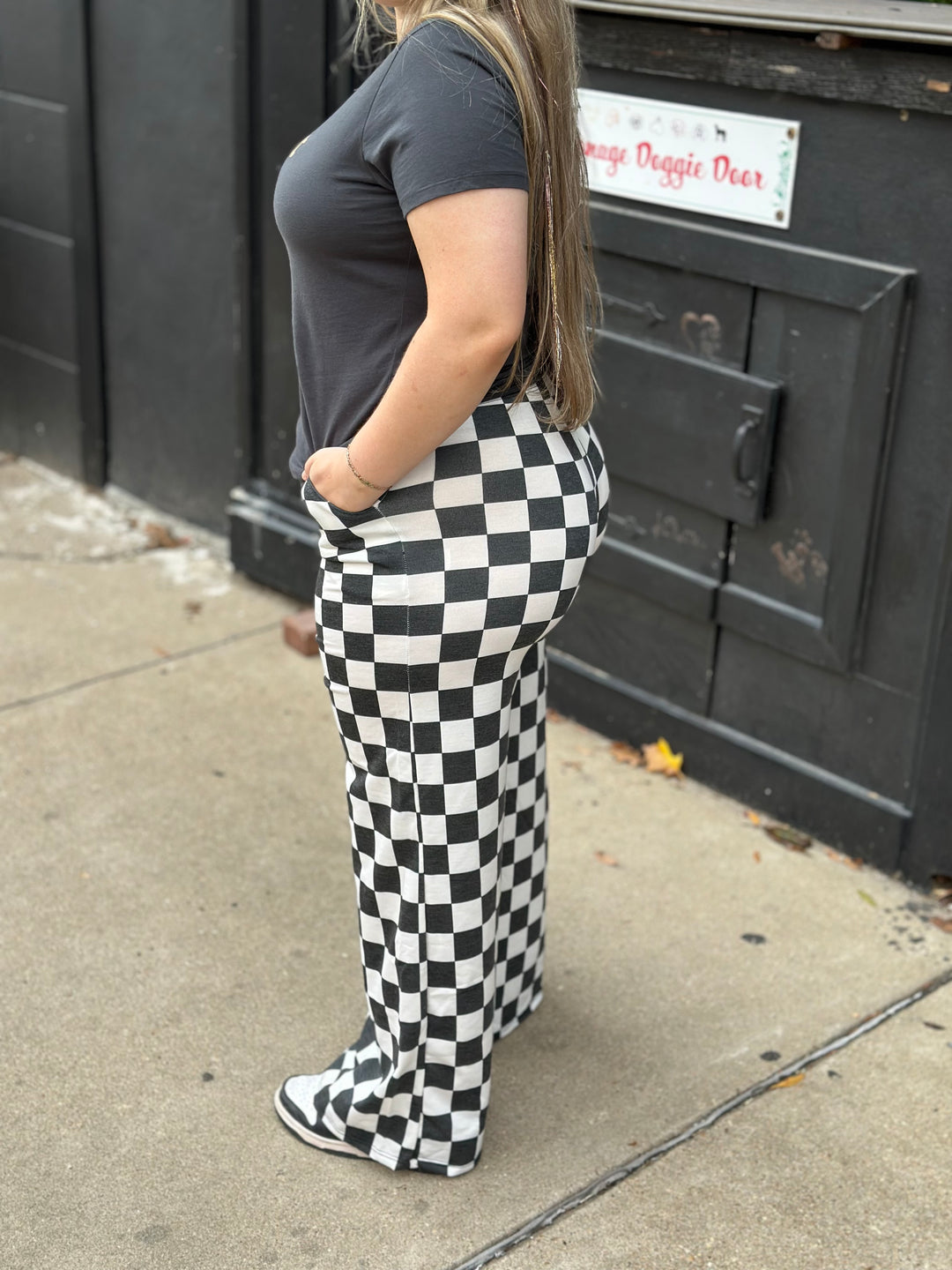 Plus size High Waist Checkerd Pants