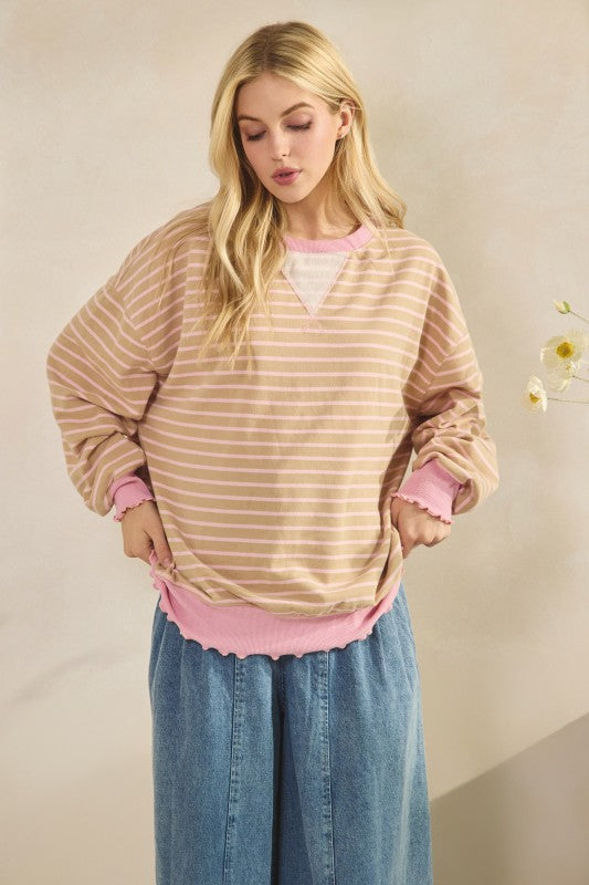 Striped Knit Long Sleeve Top
