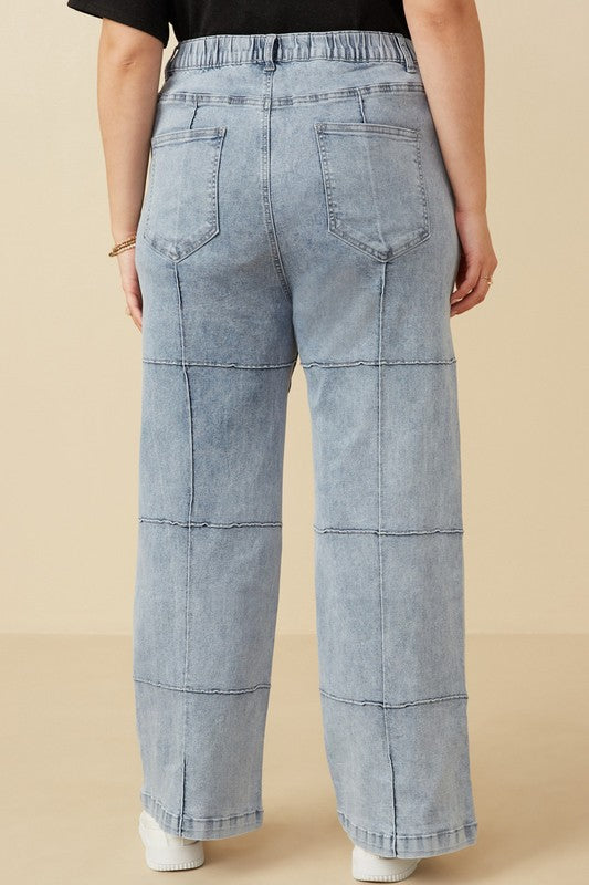 Plus Washed Paneled Detail Denim Jeans